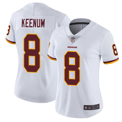 Washington Redskins Limited White Women Case Keenum Road Jersey NFL Football #8 Vapor Untouchable